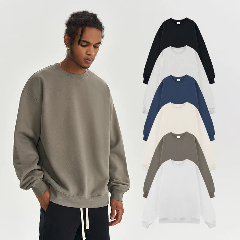 450GSM Heavyweight Fleeced Cotton Men's Sweatshirt Manufacturer Sports Custom Sweatshirts Pullover Crew Neck Sweatshirt