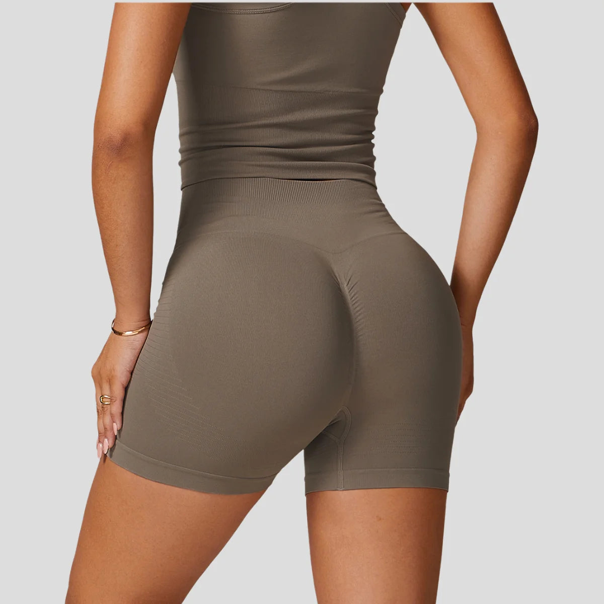 2025 Wholesale Custom High Waist Tummy Control Fitness Pants Slimming Yoga Shorts Elastic Waist Closure Solid Strength Training