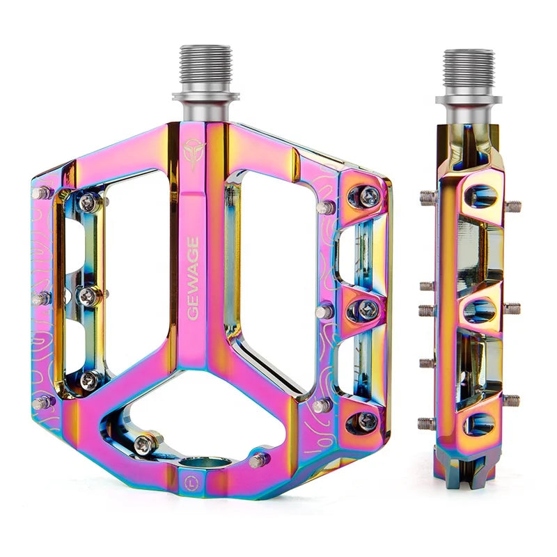 GEWAGE Colorful Dazzle Bicycle Pedals Anti-slip CNC MTB Spinning Bike Pedal 3 Bearings Bike Pedals