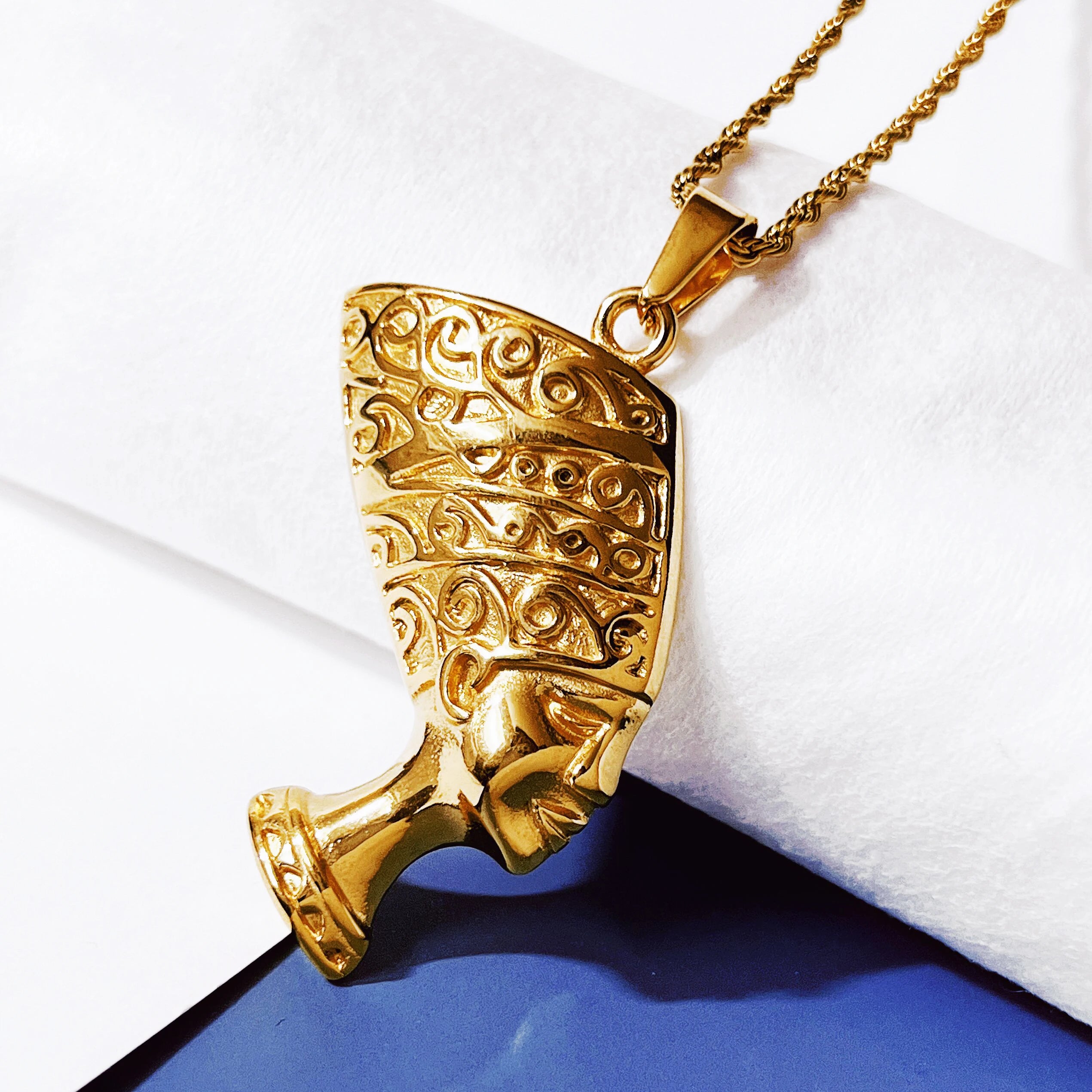 Wholesale 2mm Rope Chain Custom Pharaoh Pendant 316 Stainless Steel Men Egypt Ancient Queen Pharaoh Cleopatra Nefertiti Necklace