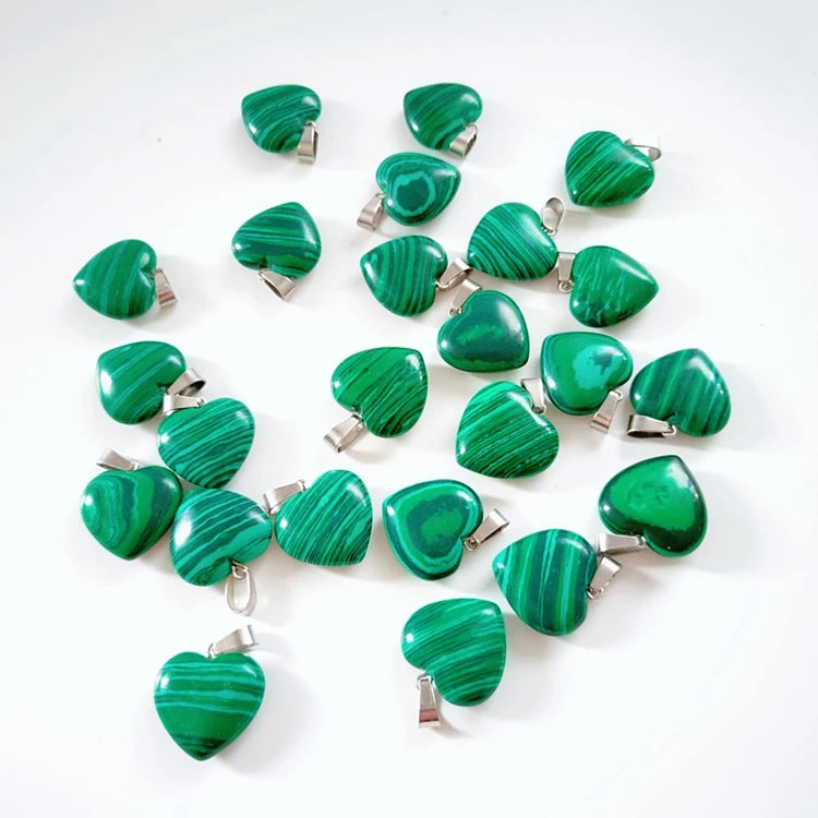HZ Wholesale Malachite Sterling Broken with Fair Price Chakra Stones Quartz Heart Pendant