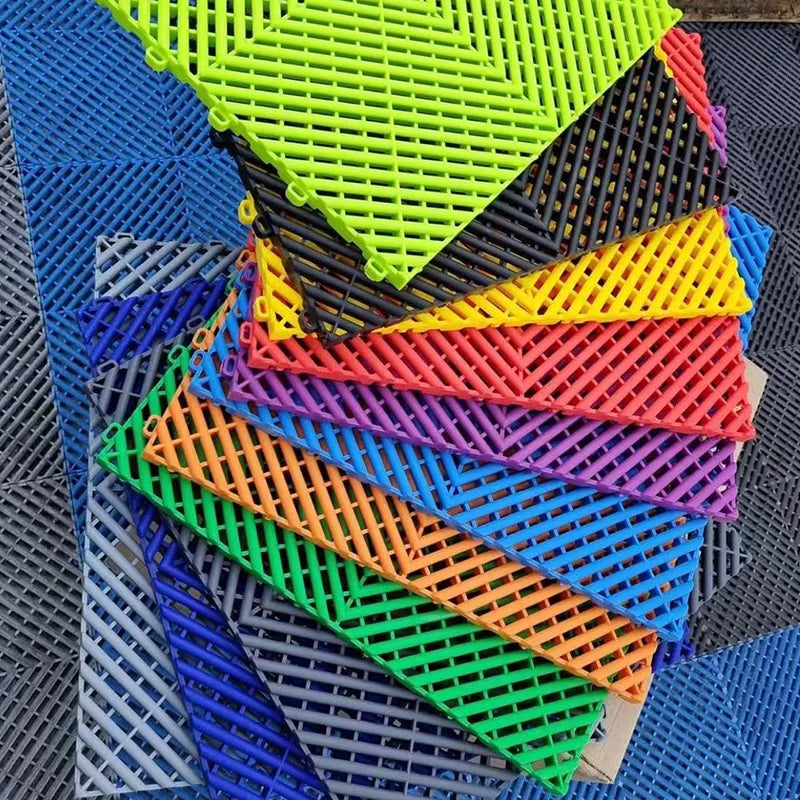 Customizable Modular Self-Draining Garage Floor Tiles Waterproof Plastic Interlocking Tiles for Car Parking Car Wash Anti-Slip