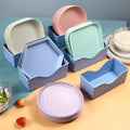 10PCS Dinnerware Set Fruit Candy Serveware Tray Non-toxin Snack Dishes Wheat Straw Plastic Plates