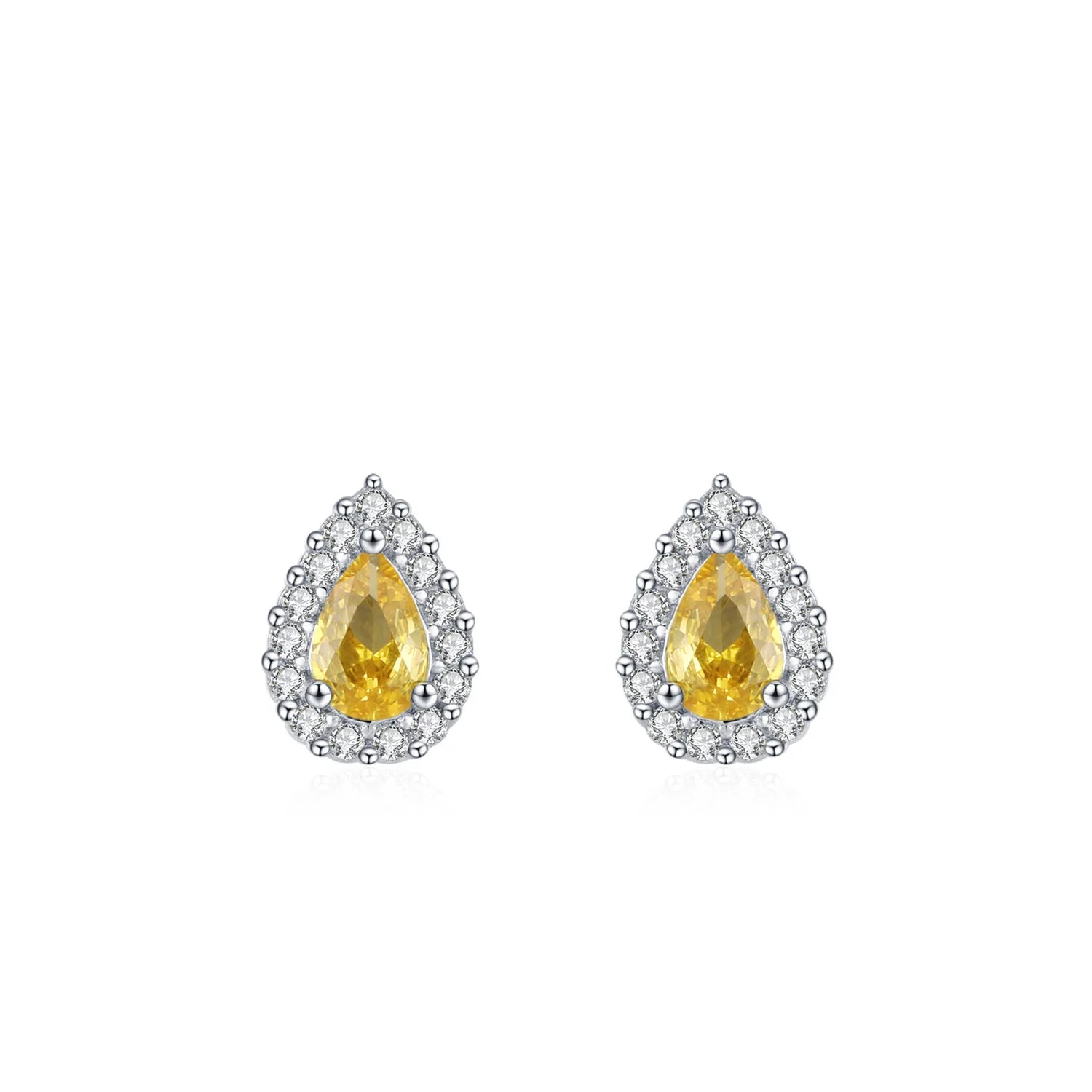 Light Luxury Classic 925 Sterling Silver Yellow Zircon Water Drop Earrings for Girl Women Exquisite Fine Jewelry Gift