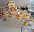 Luxury Airtight Tea Jar with Bamboo Lid Food Storage Canister Glass Jar with Bamboo Lid