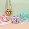 Wholesale Eco Friendly Plastic clear 450ml Spray Donut Cartoon Cute Kids  Double Drinking Handle Water Bottle Cups with Straw