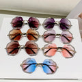 Fashion Irregular Rimless Gradient Lens Women Shades Lady Cute Bear Bling Bling Sunglasses