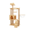 Modern Luxury Cat Tree Tower with Soft Wooden Scratcher & Animal Pattern Large Indoor Playground for Cats