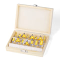 6/12/15 Piece Set 1/2 1/4 Inch 6mm 8mm Woodworking Machinery Tools Carbide Wood Milling Cutter Router Cutter Bits Set
