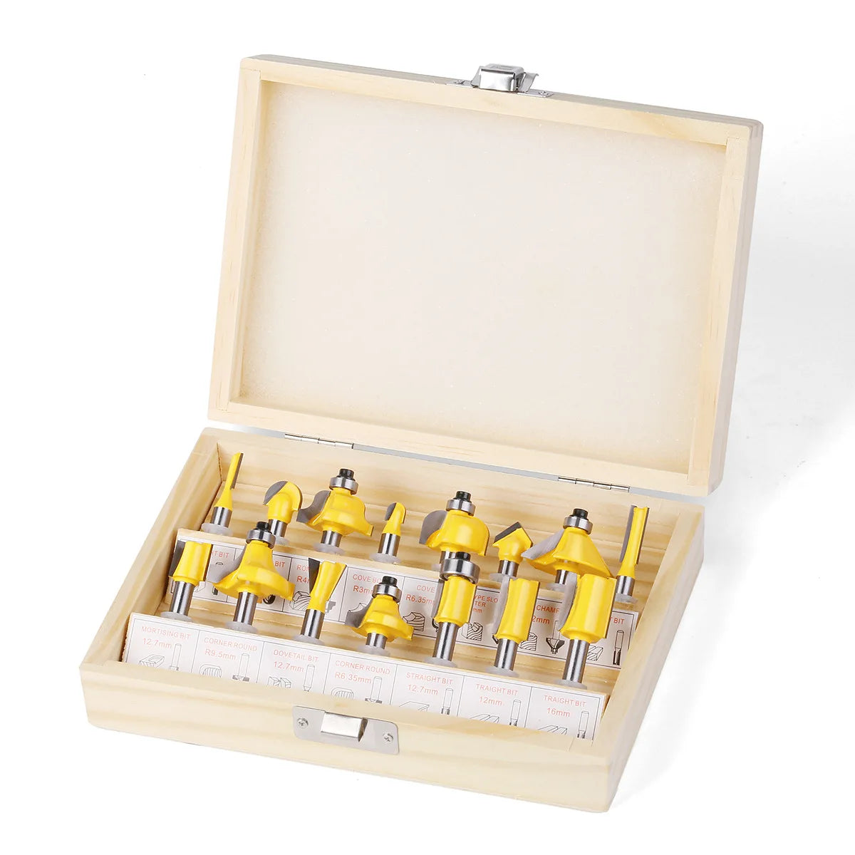 6/12/15 Piece Set 1/2 1/4 Inch 6mm 8mm Woodworking Machinery Tools Carbide Wood Milling Cutter Router Cutter Bits Set