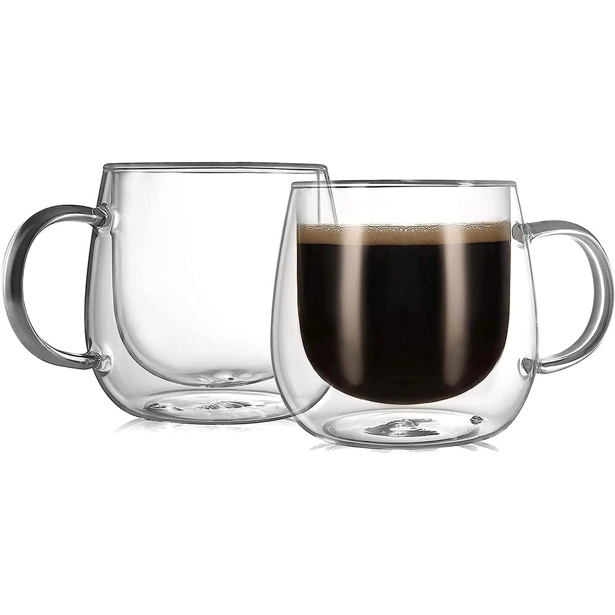 Customizable 10oz 300ml Double-Wall Borosilicate Glass Coffee Mugs Clear Tea Cups Handle Coffee Tea Set