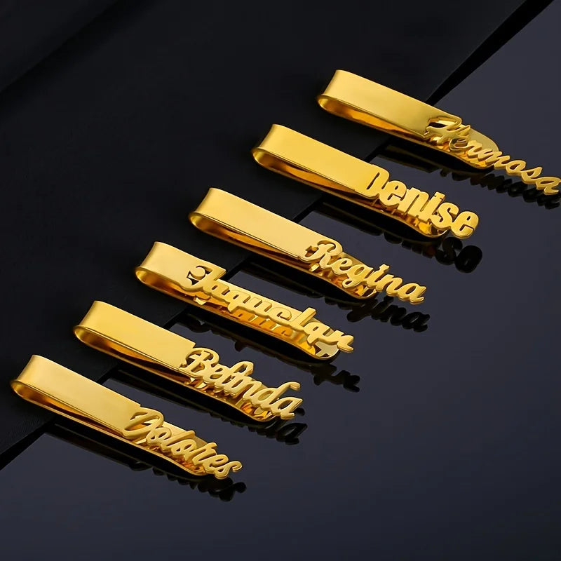 Custom Stainless Steel Name Letter logo Men's Metal Tie Clip Hot Sale Men's Metal Tie Clip