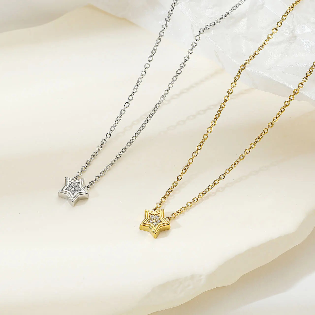 New Fashion Stainless Steel Star Necklace Hypoallergenic Zircon Pendant Women Neck Chain Fine Jewelry Accessories