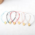 Factory Wholesale Stainless Steel Women Round Charm Custom Made Adjustable Leather Bracelet