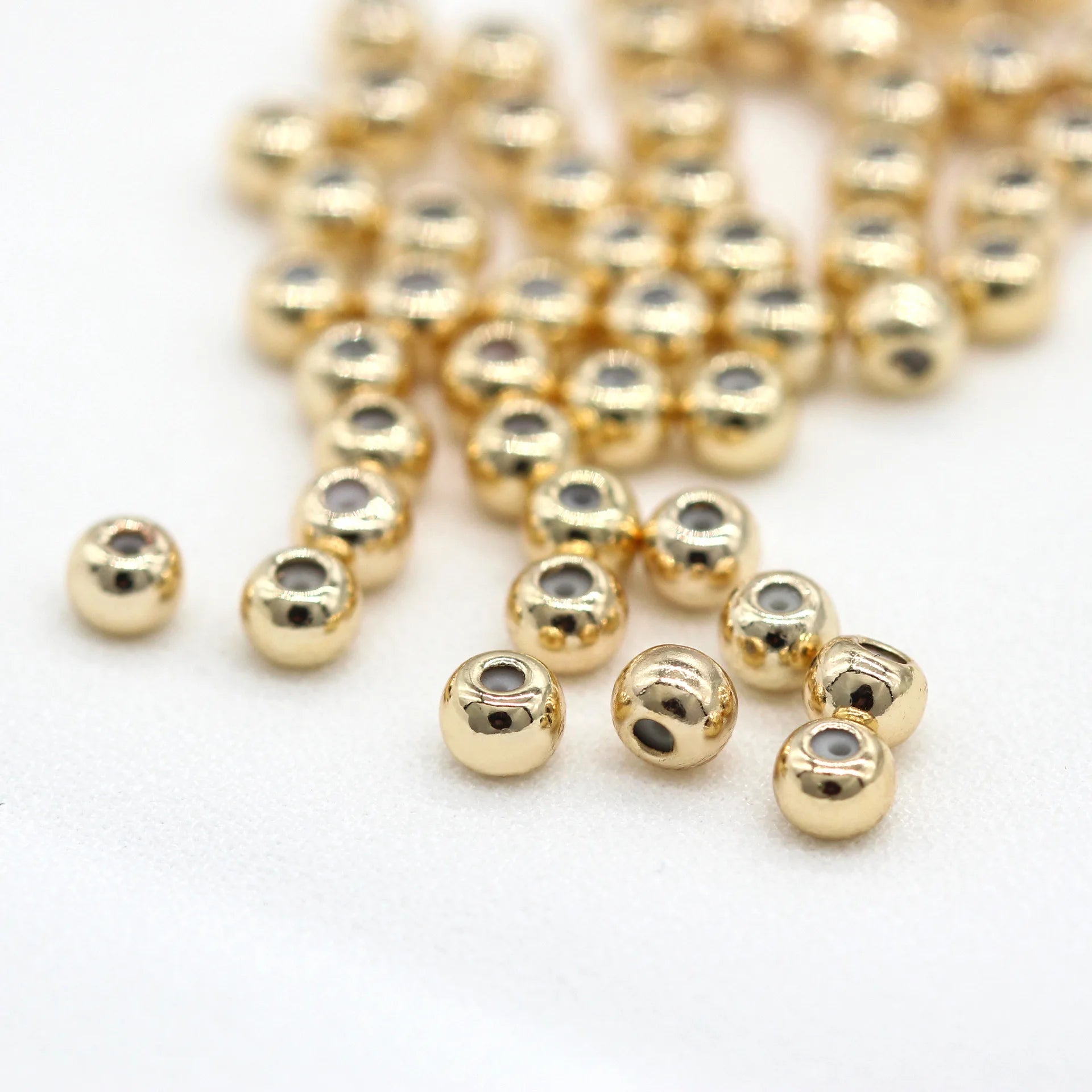 Jewelry Accessories DIY Beaded Findings Brass 14K Waterproof 4mm 5mm 5.5mm for Bracelet Necklace Earring Through-Hole Beads