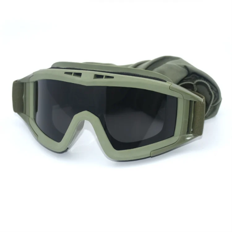 Tactical Goggles 3 Lens Windproof Dustproof Motorcycle Cycling Glasses CS Paintball Safety Goggles