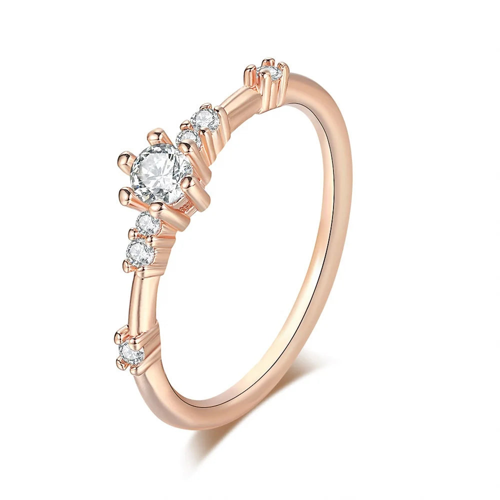 Classical Fashion Women's Trendy 18K Rose Gold Plated AAA Clear Zircon Eternity Band Rings for Wedding & Anniversary KCR090-M