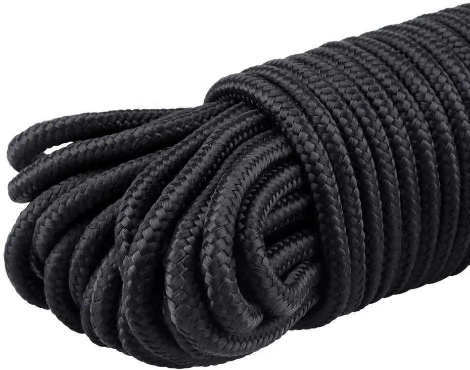 White Black Red 6mm Braided Rope in Polypropylene Nylon and Polyester Coiled Packing