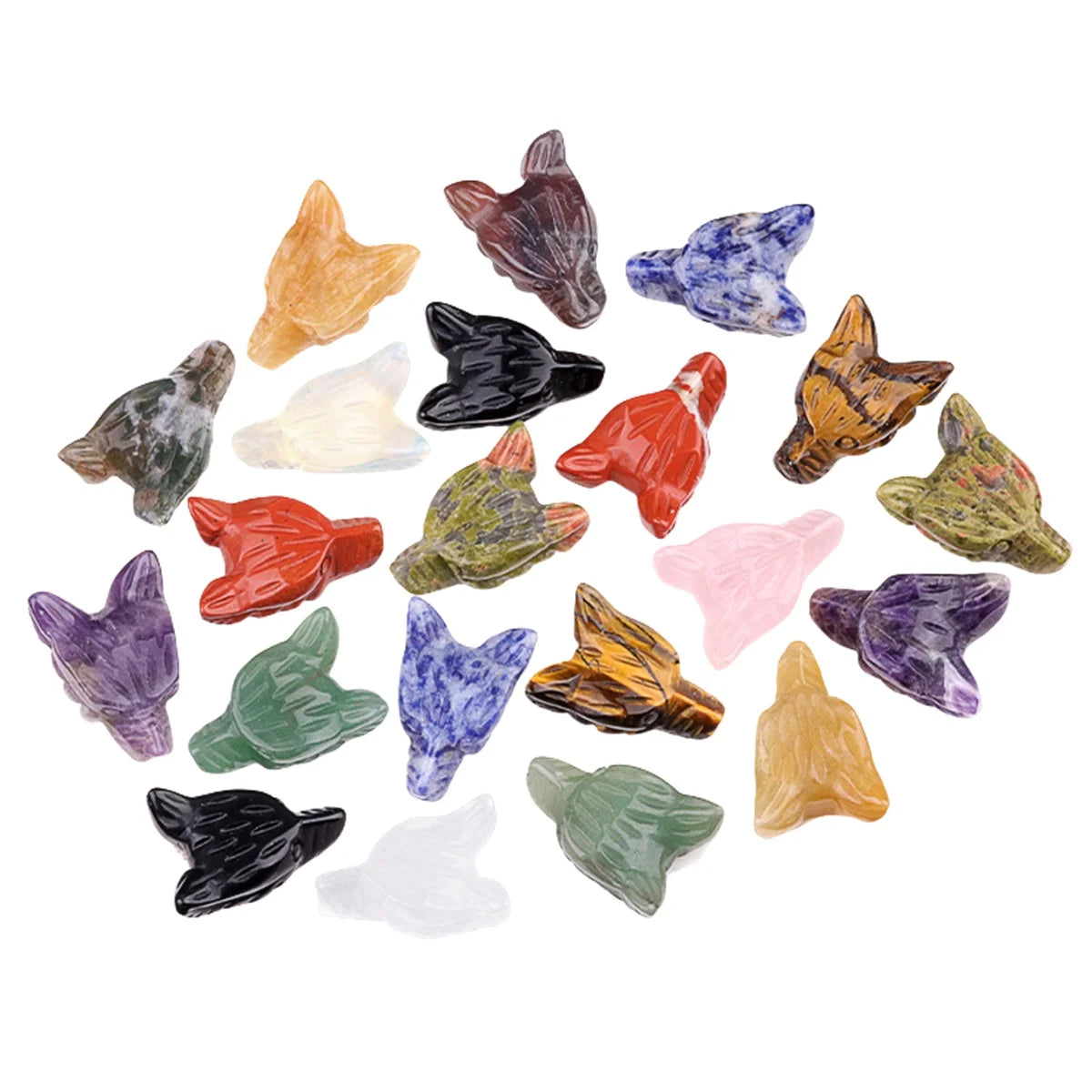 Latest Hot Sale Mini Gemstone Hand Carved Various Gemstone Wolf's Head Desktop Ornament Gemstone Collectibles