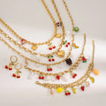 J&D New Trendy Colorful Necklace Earrings Bracelet Cherry Strawberry Watermelon Pineapple Fruit Summer Jewelry