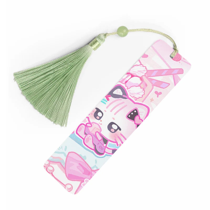 Wholesale Anime Customized Bone China Bookmark Bulk Handle Bookmarks With Hole and Colorful Tassels