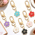 Fashion Key Bag Charms Cute Enamel Metal Sakura Flower Keychain Accessories for Women