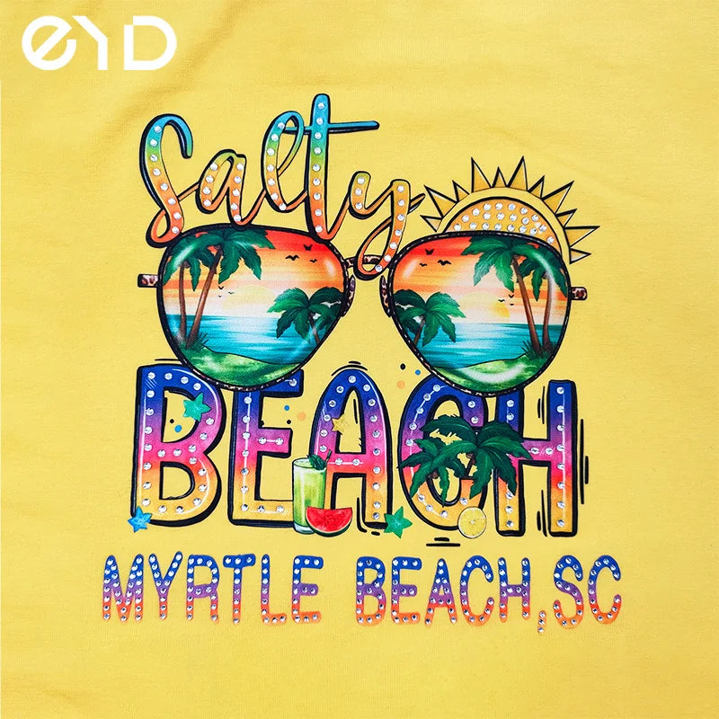 EYD  Custom 3D  Heat Transfer Label Chenille Colorful Pearl Heat Transfer Patch for Clothing Leather