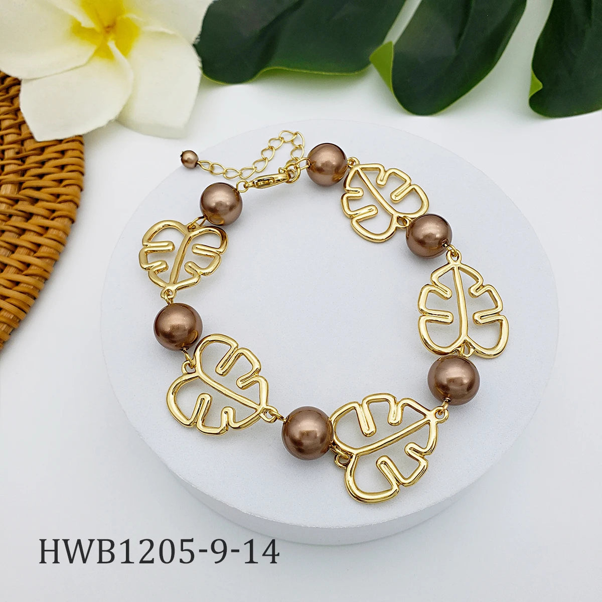Hawaiian  Monstera Leaf Flower Link Pearl  Jewelry