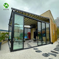 Eastsunshade Motorized Remote Control Retractable Pergola Roof Awning Folding White Aluminum Frame Canopy PVC Fabric Waterproof