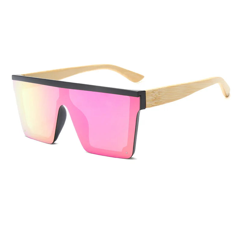 New Arrival Custom Free Logo Fashion Trendy One Piece Designer PC Bamboo Wooden Sunglasses with UV400 Certification for Unisex