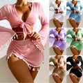 Custom 3 Piece Set Cover up Swimsuit Double Layer Digital Printing String Bathing Suit Women Girls Swimwear Custom Bikinis