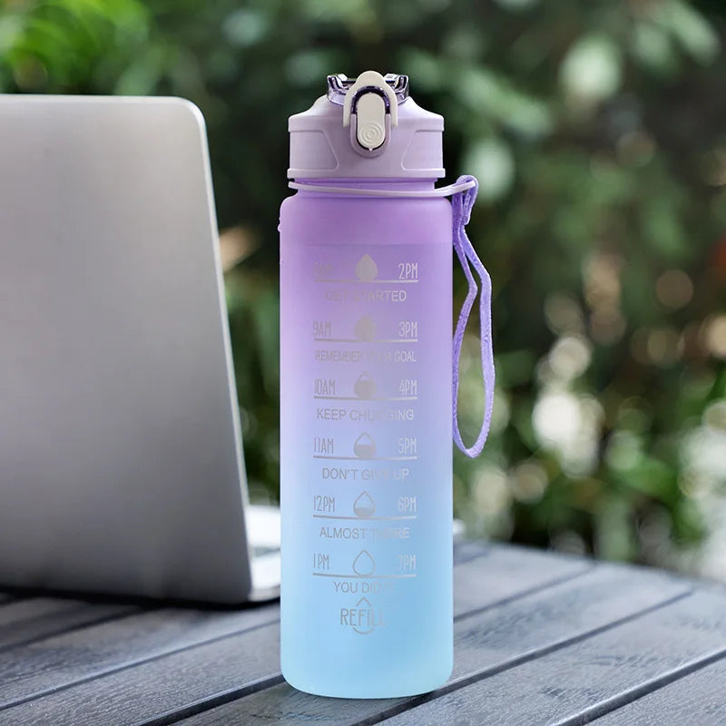OEM ODM Custom Large Leak-Proof Plastic Water Bottle Time Mark Direct Drinking Gym Camping Kettle Adults Fitness Outdoor Sports