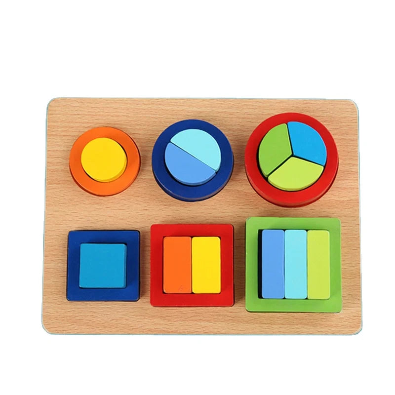 2025 Wooden Geometric Shape Recognition Board Puzzle Educational Shape Color Sorting Wood Toys