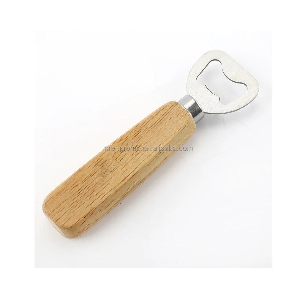 Custom Wholesale Stock Stainless Steel Wood Handle Bottle Opener