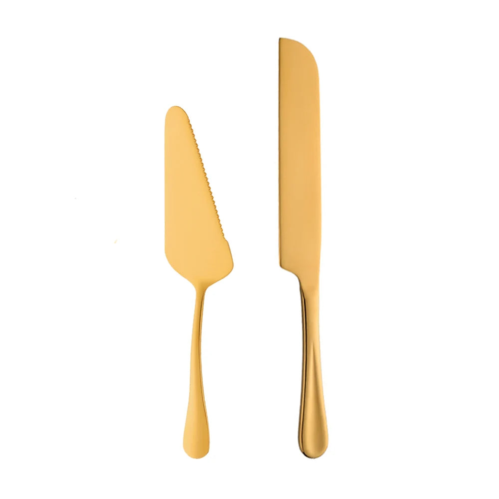Hot Sale Eco-Friendly Mirror Polished Stainless Steel Cake Knife and Server Set with Custom Logo for Baking Tools and Events