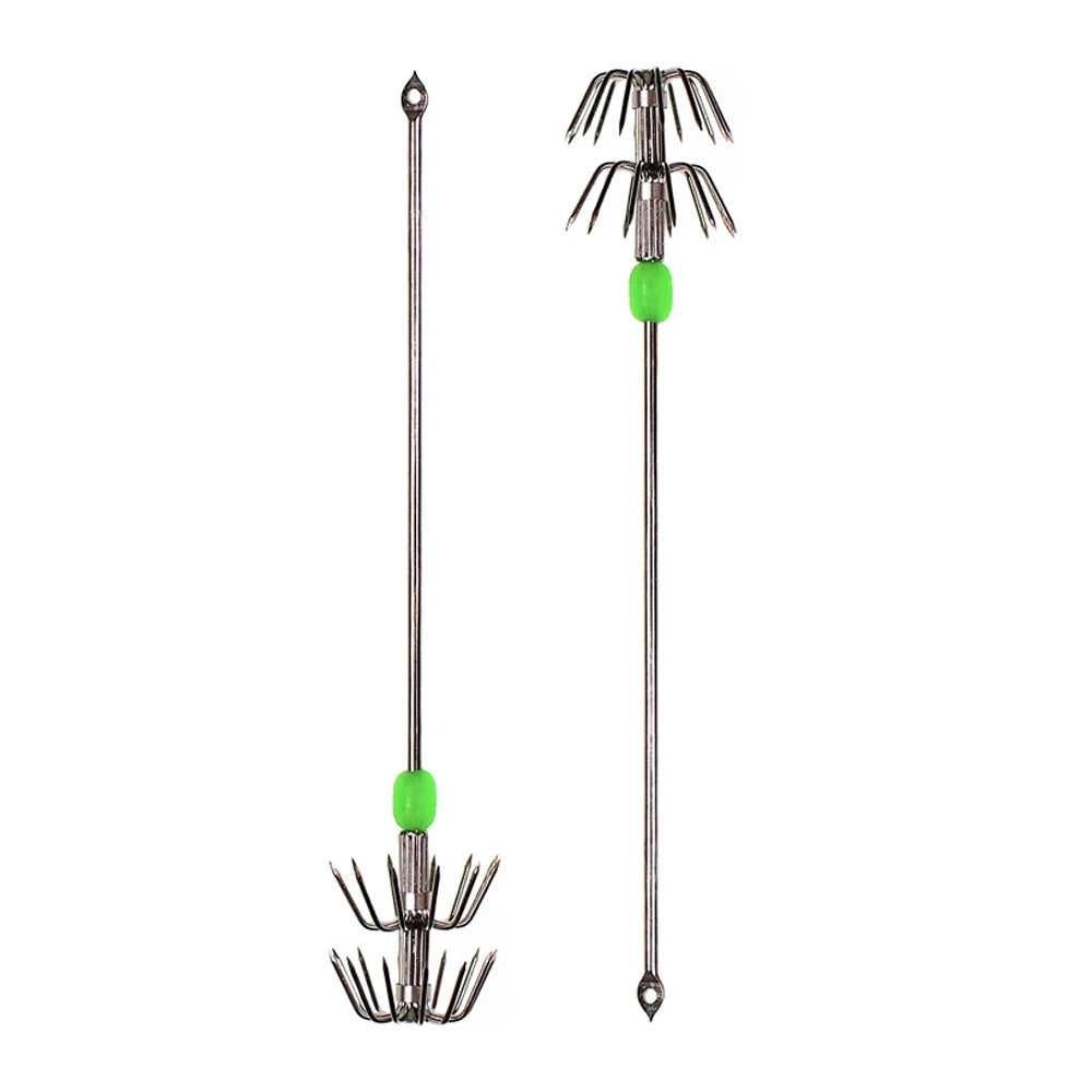 Stainless Steel Double Layers Umbrella Hook Squid Cuttlefish Octopus Fishing Jig Hooks