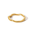 Retro Stainless Steel 18K Gold Plating Irregular Shape Wave Personality Ring for Women Non Tarnish Waterproof
