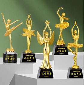 MH-NJ00765 Customized Souvenirs Dancer Trophy Resin Dance Trophy Crystal Golden Women Trophy Cup Statue for Dancer