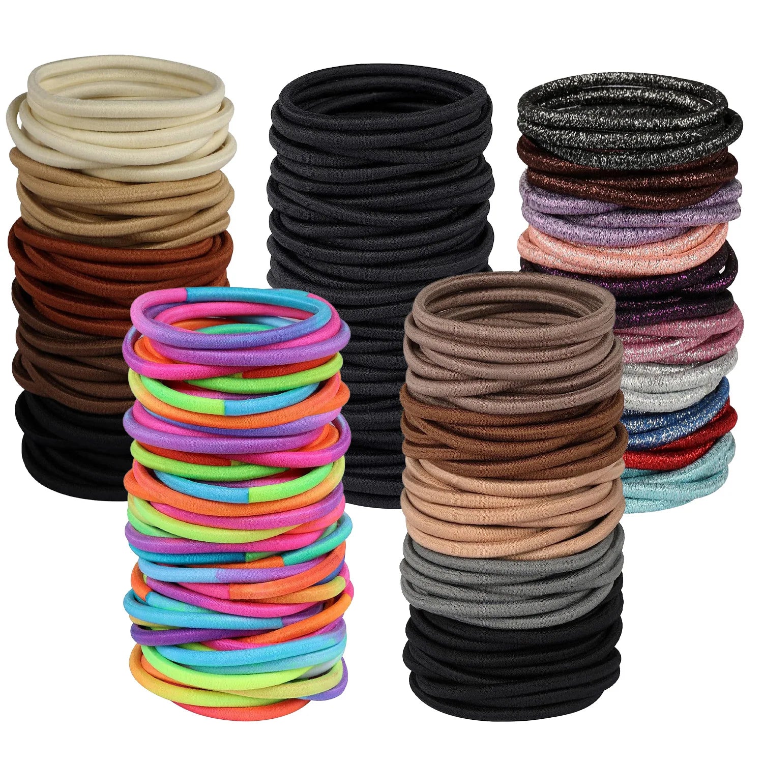 120pcs/Set 4mm Elastic Ponytail Holders Hair Accessories Women Hair Ties No Damage Women Thick Hair Ties Set