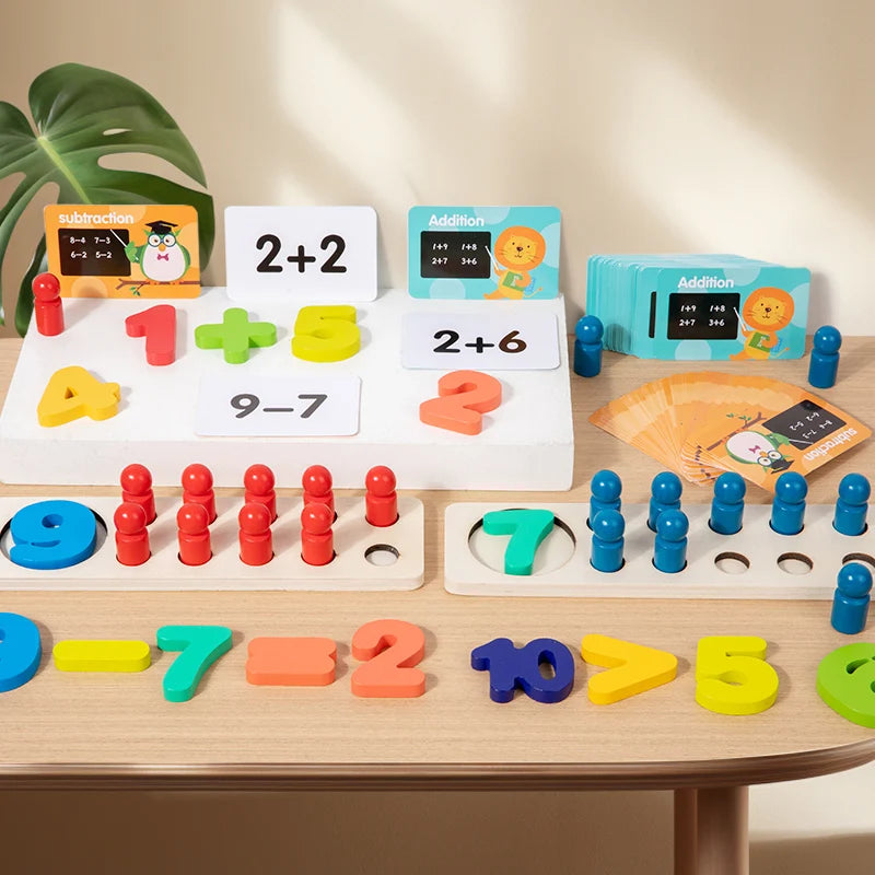 Montessori Toys Wood Colorful Educational Number Cognitive Matching Bord Game Mathematics Teaching Aids Toy for Children