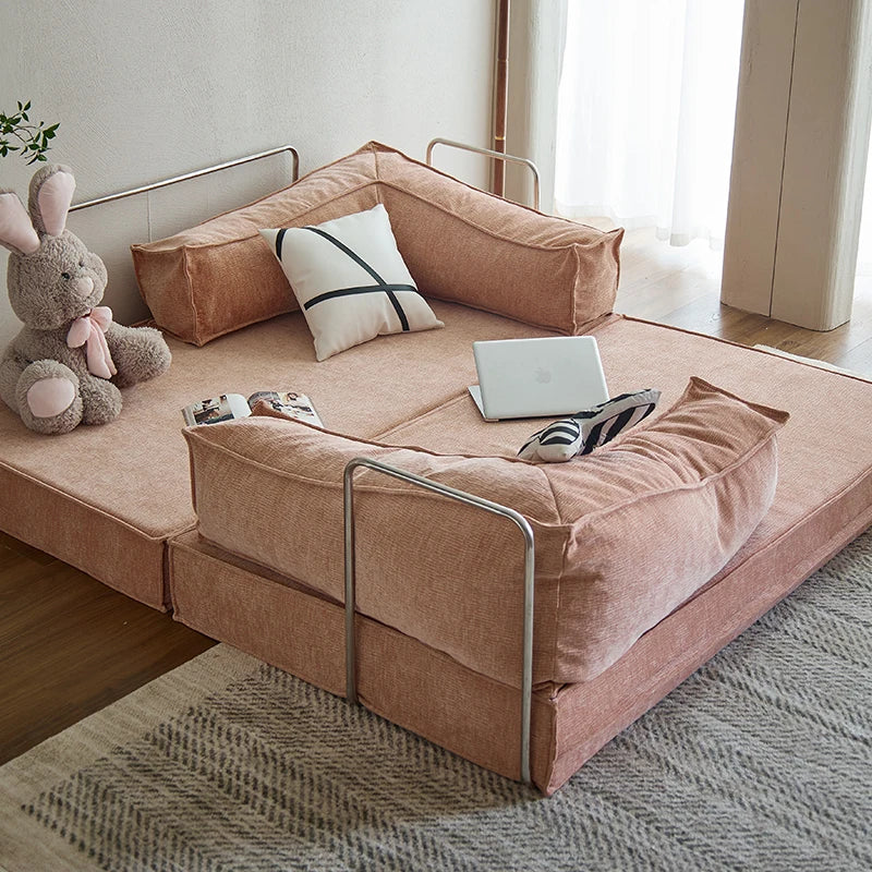 High-Density 45D HR Foam 100%Sponge Tufted Upholstered Compressed Sofa Bed Space Saving Furniture Direct Vacuum OEM School