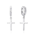 Religious Jewelry 925 Sterling Silver Plated Polishing Cross Drop Earrings
