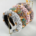 Gorgeous Baroque Full Crystal Padded Headband Hand Made Metal Flower Thick Sponge Hair Hoop Woman Wedding Party Hair Accessories