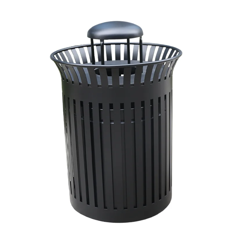Outdoor Steel Garbage Container Trash Can Outside Park Street Furniture Metal Waste Bin Public Iron Commercial Recycle Dustbin