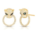 LOZRUNVE 925 Silver Sterling Jewelry Fashion Pave CZ Animal Panther Circle Earring Studs Wholesale