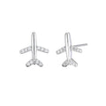 925 Sterling Silver Small Cute Airplane Earring Sweet Girl Delicate Diamond Ins Design Earring