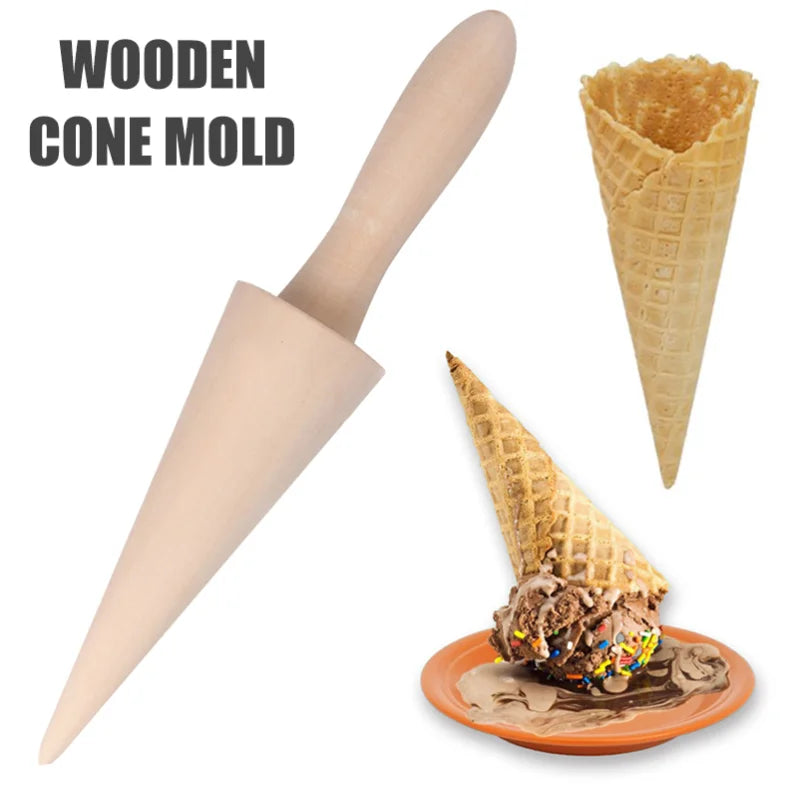 Hot Selling Nature Beech Wood Pizzelle Roller/krumkake Cone/ice Cream Cone Mold