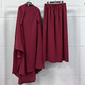 Muslim Islamic Women's Full Cover Two Pieces Long Khimar Skirt Abaya Dubai Kaftan With Hijab Modest Full Length Prayer Dress