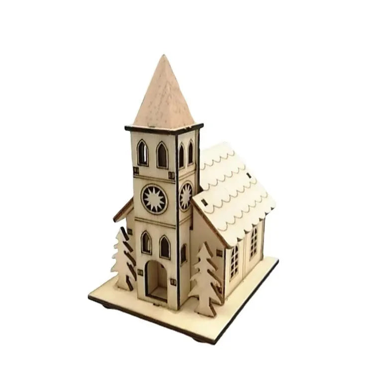 Tailai Glow Cabin Christmas Tree Ornaments Xmas Decoration Log Cabin Ornaments Christmas Lantern Christmas