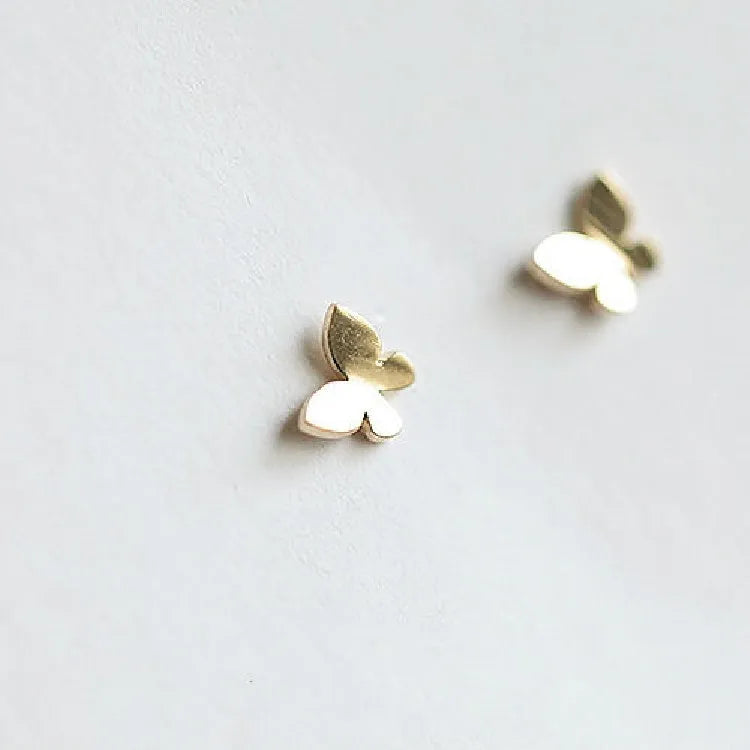 18K Gold Plated Earrings Women Tiny Butterfly Earrings Polished Small Earrings
